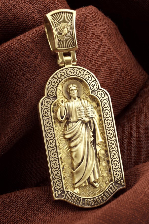 Образок из лимонного золота c эмалью