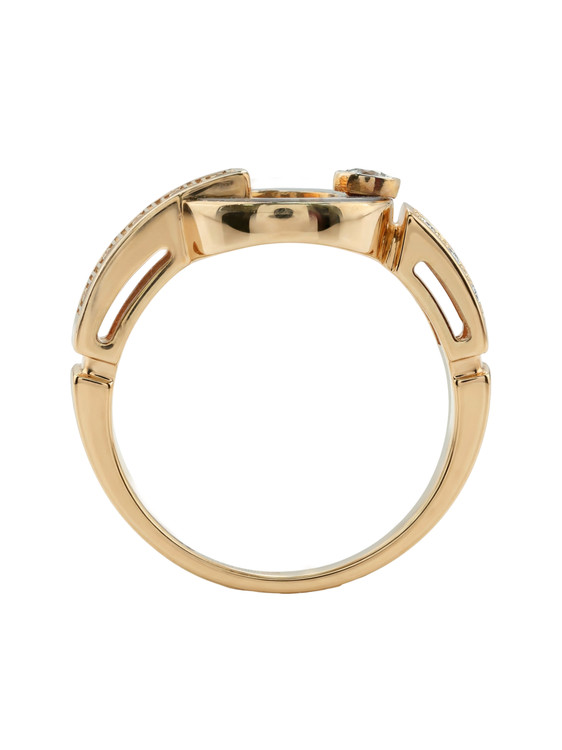 Кольцо из красного золота 585 пробы c бриллиантами и перламутром