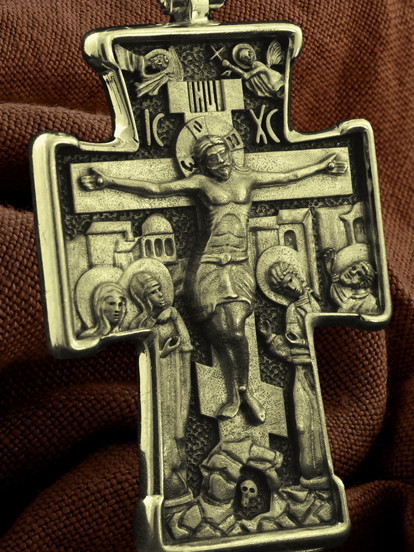 Крест из лимонного золота 585 пробы