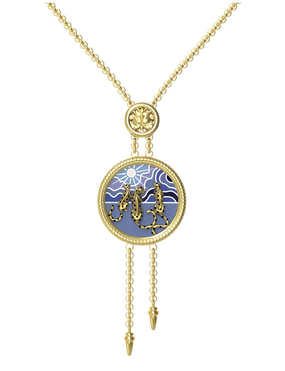 Колье из лимонного золота c эмалью