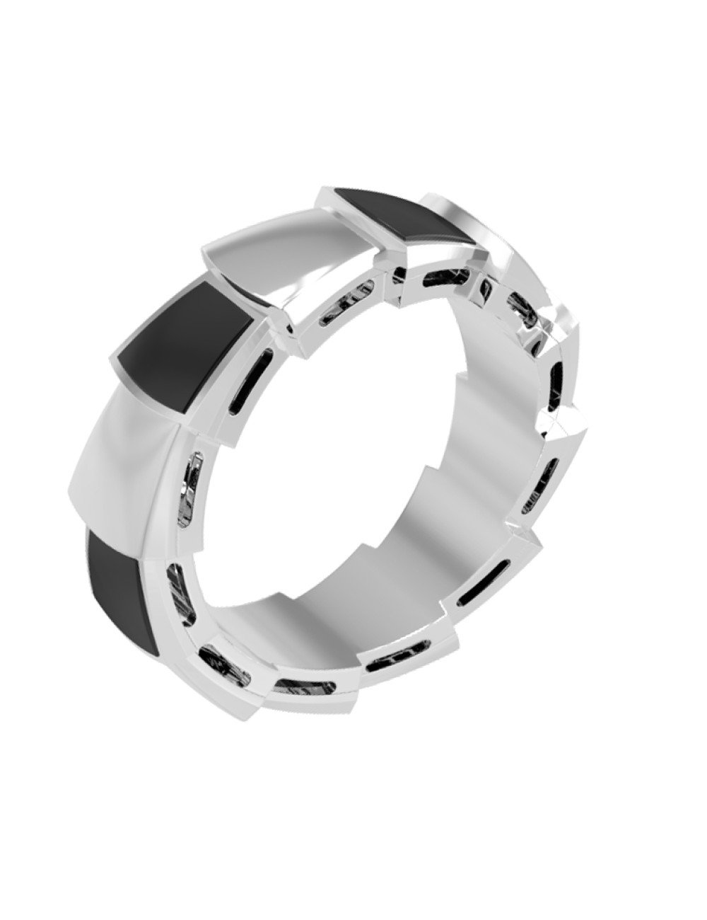 Кольцо из белого золота c ониксом