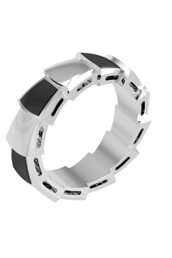 Кольцо из белого золота c ониксом