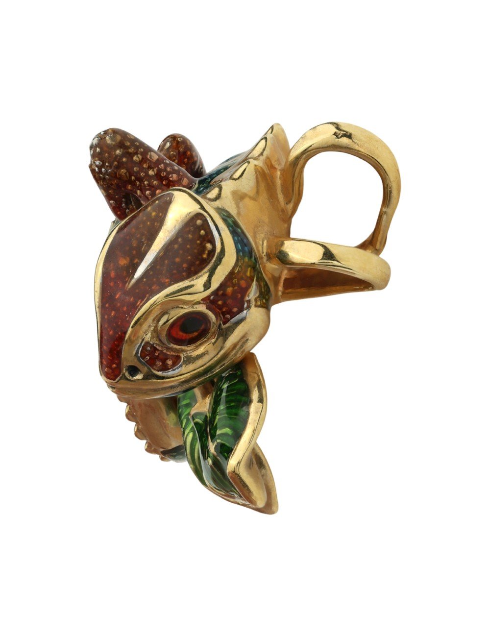 Подвеска из лимонного золота c эмалью и гранатом