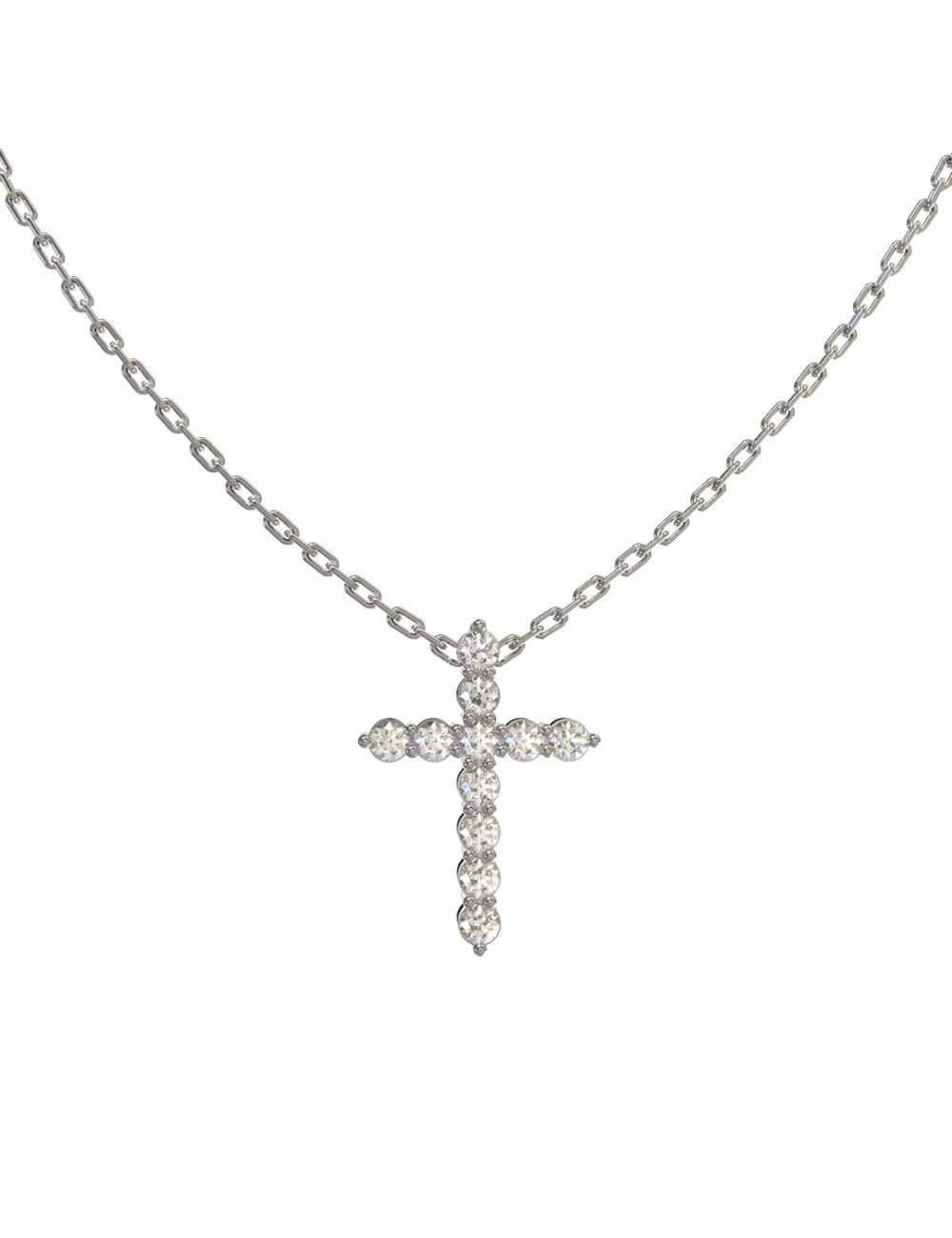 Крест из белого золота c бриллиантами