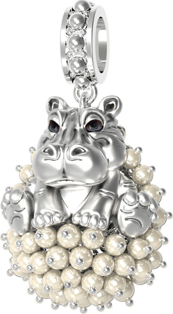 Подвеска из белого золота c эмалью и жемчугом