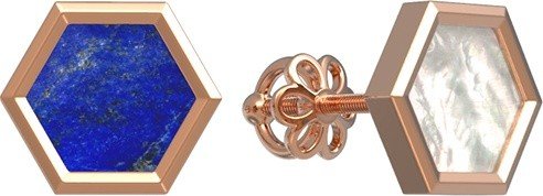 Серьги из золота c лазуритом и перламутром