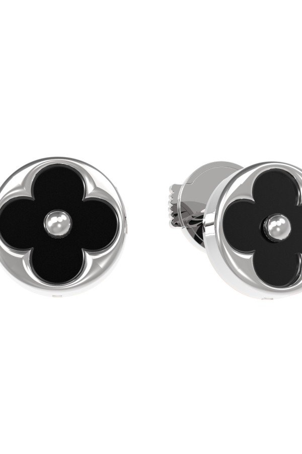 Серьги из белого золота c ониксом