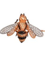 Брошь из золота c эмалью и фианитом