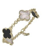 Браслет из лимонного золота c ониксом и перламутром