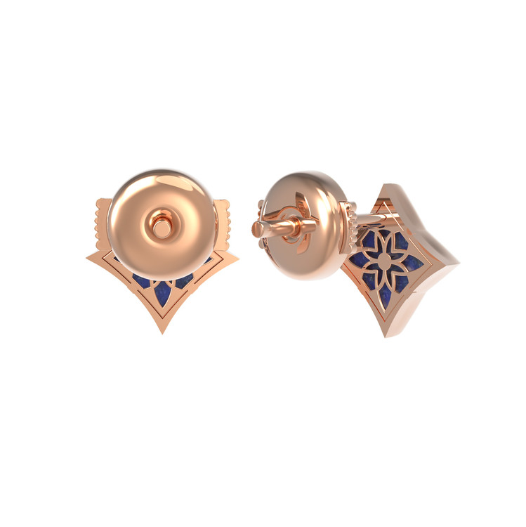 Серьги из красного золота 585 пробы c лазуритом