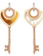 Подвеска из золота c фианитом, тигровым глазом и перламутром