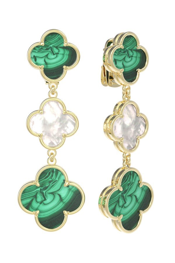 Серьги из лимонного золота c малахитом и перламутром