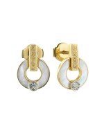 Серьги из лимонного золота c бриллиантами и перламутром