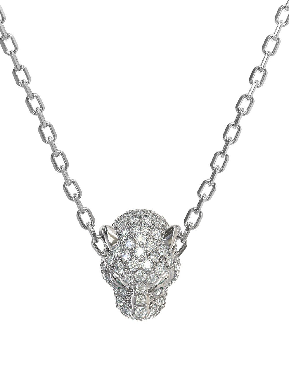 Колье из белого золота c бриллиантами и изумрудом