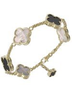 Браслет из лимонного золота c ониксом и перламутром