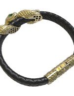 Браслет из лимонного золота c бриллиантами, изумрудом и шнурком