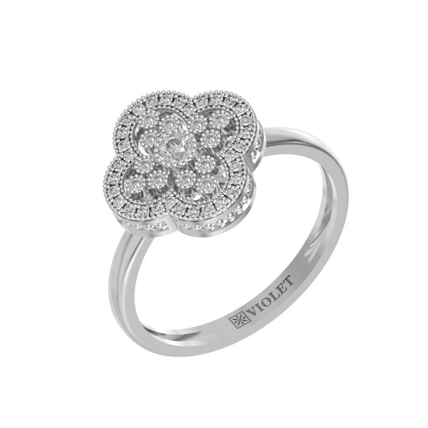 Кольцо из белого золота 585 пробы c бриллиантами