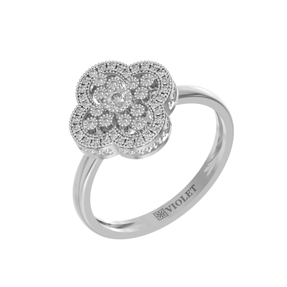 Кольцо из белого золота 585 пробы c бриллиантами