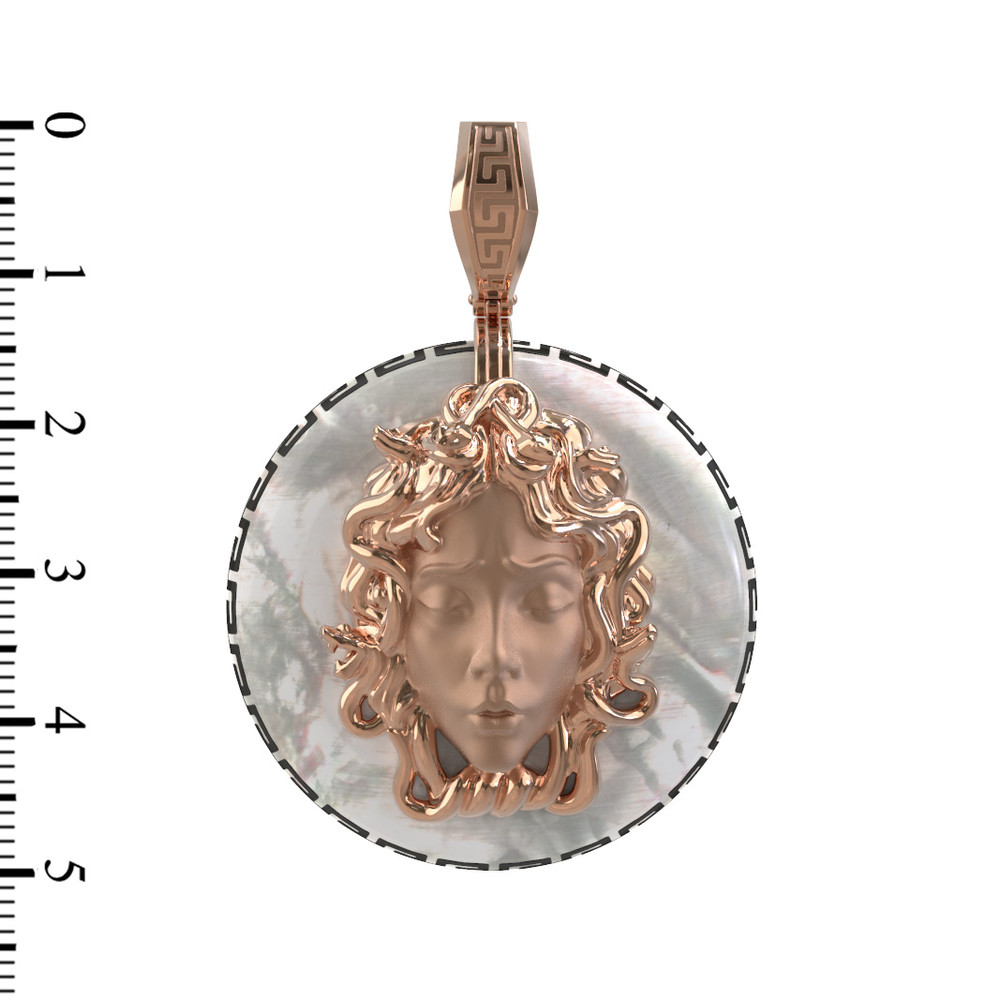 Подвеска из красного золота 585 пробы c эмалью и перламутром