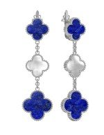 Серьги из белого золота c лазуритом и перламутром