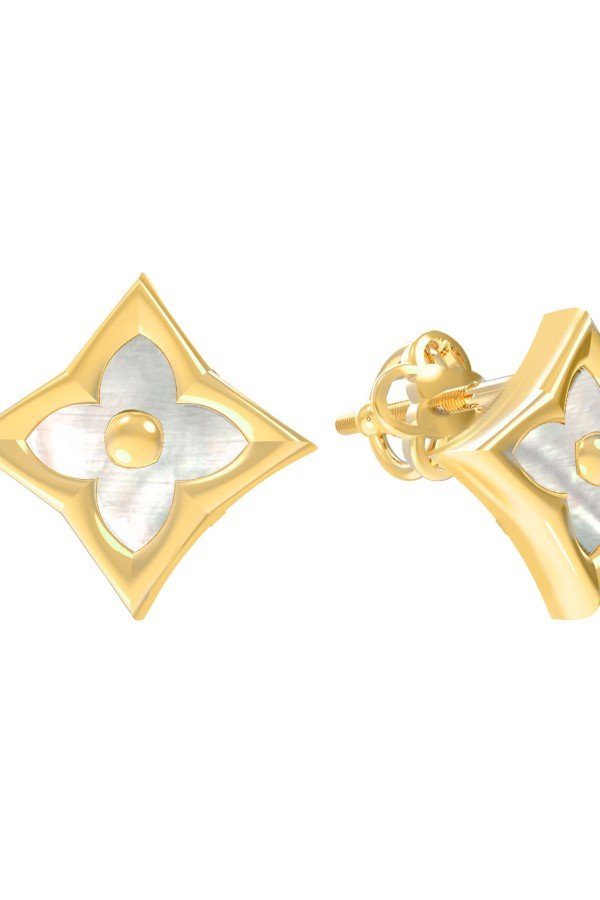 Серьги из лимонного золота c перламутром