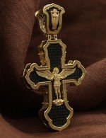 Крест из лимонного золота c эбеновым деревом
