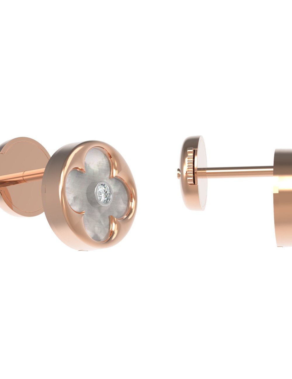 Серьги из золота c бриллиантами и перламутром