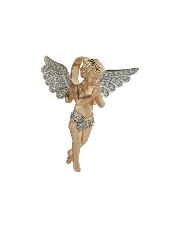 Подвеска из красного золота 585 пробы c фианитом