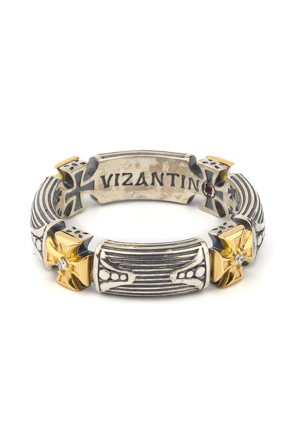 Кольцо из серебра 925 пробы и золота 750 пробы c бриллиантами и рубином