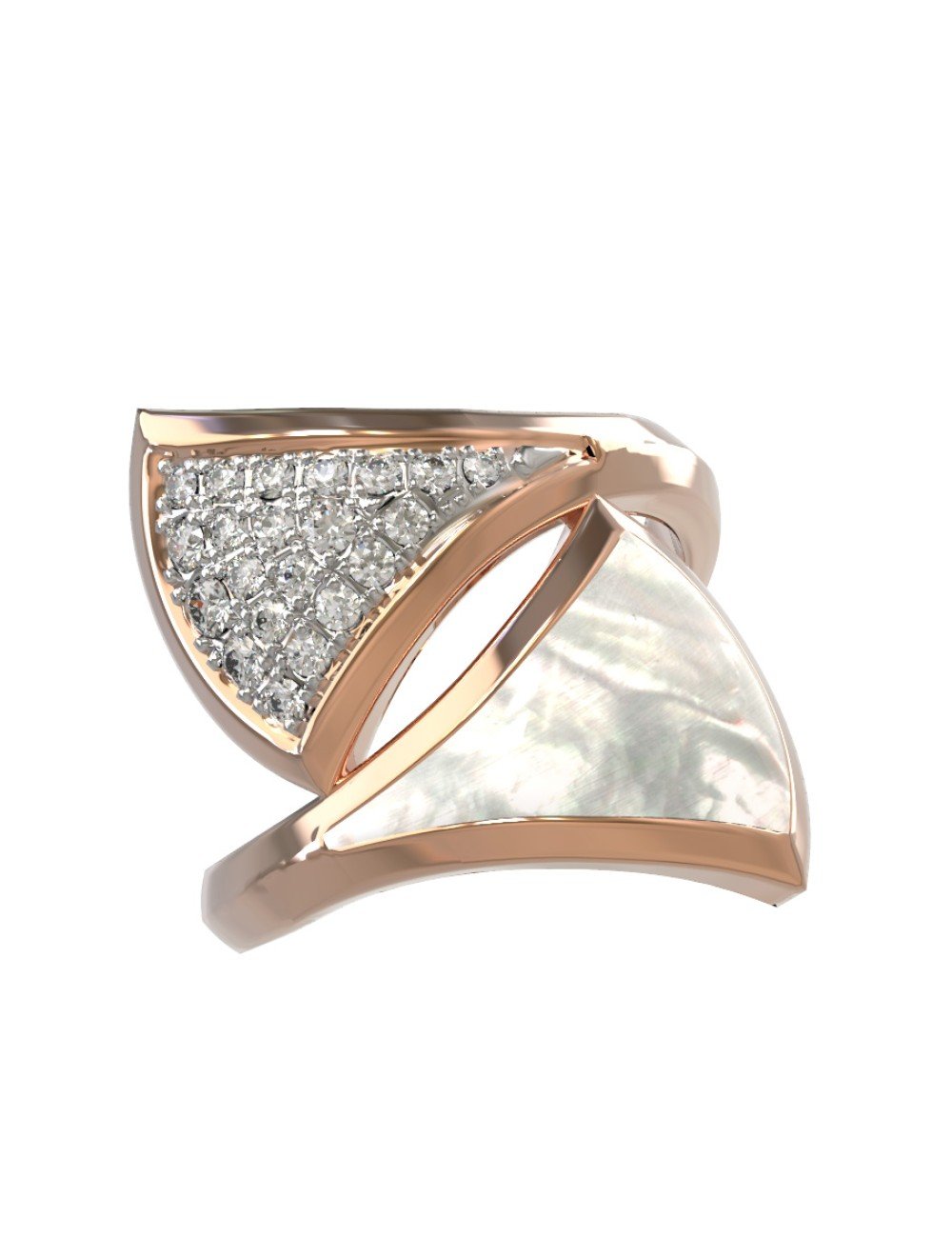 Кольцо из золота c бриллиантами и перламутром