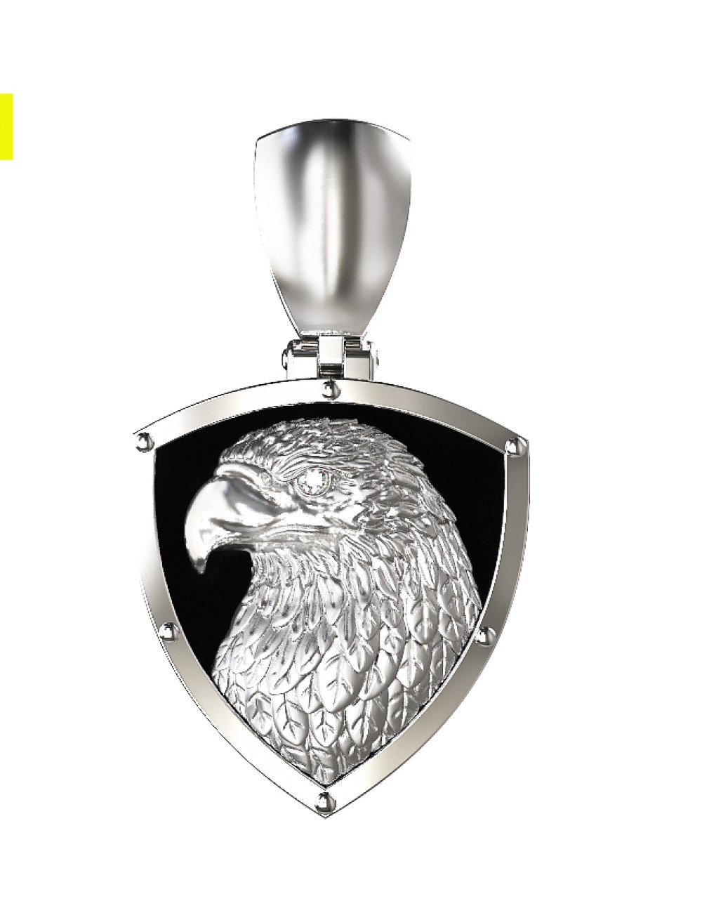 Подвеска из белого золота c бриллиантами и ониксом