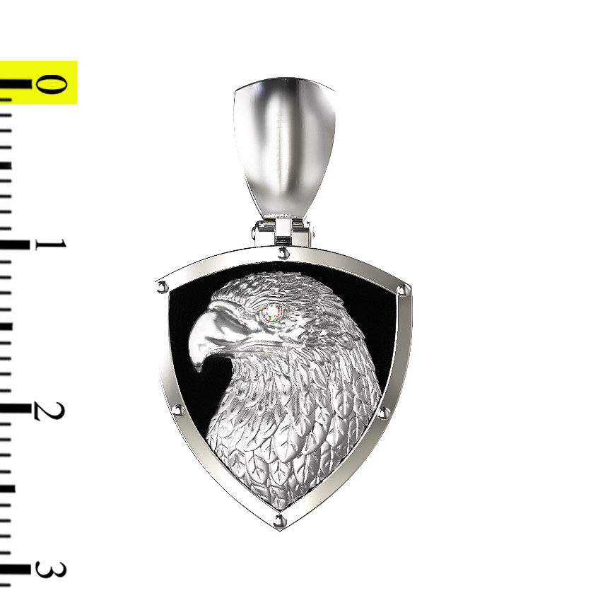 Подвеска из белого золота 585 пробы c бриллиантами и ониксом