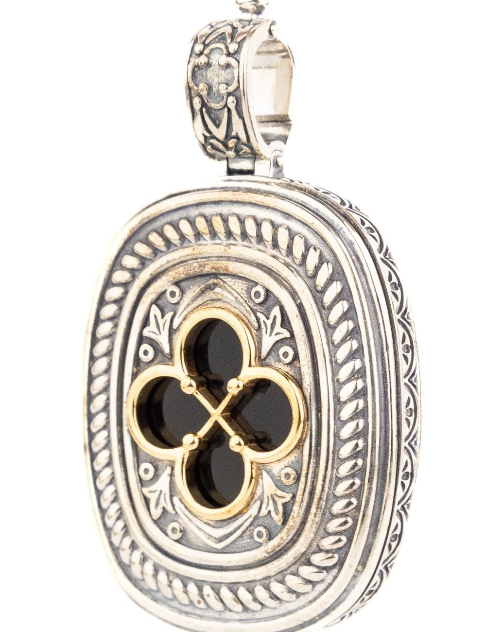 Подвеска из серебра и золота c ониксом и рубином