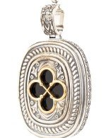 Подвеска из серебра и золота c ониксом и рубином