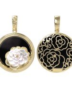 Подвеска из лимонного золота c ониксом и перламутром