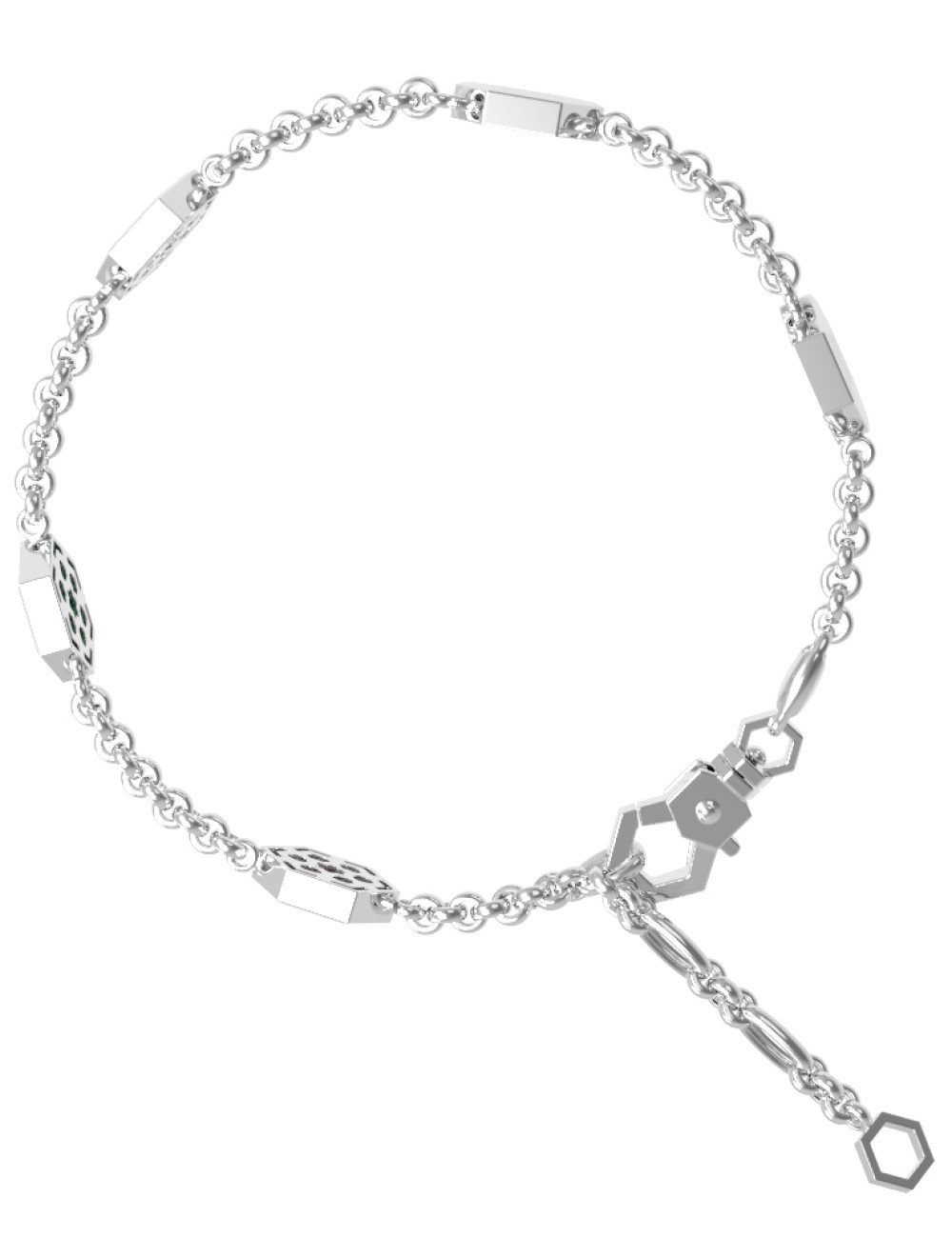 Браслет из белого золота c ониксом, лазуритом, малахитом и перламутром