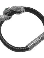 Браслет из белого золота c бриллиантами, изумрудом и шнурком