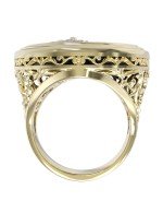 Кольцо из лимонного золота c ониксом и перламутром