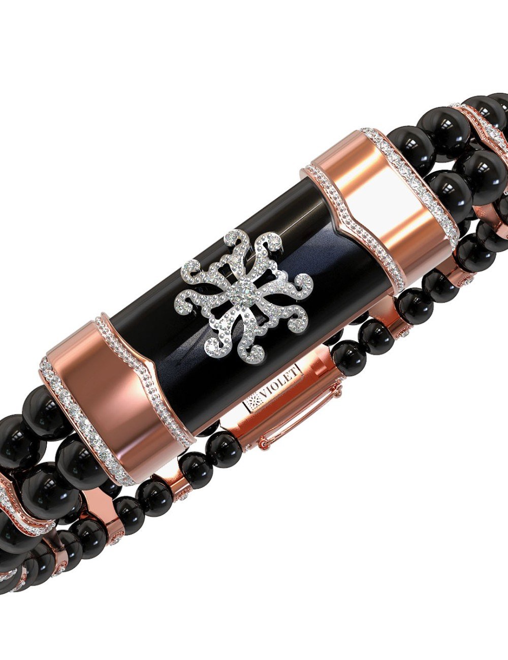 Браслет из золота c бриллиантами и ониксом