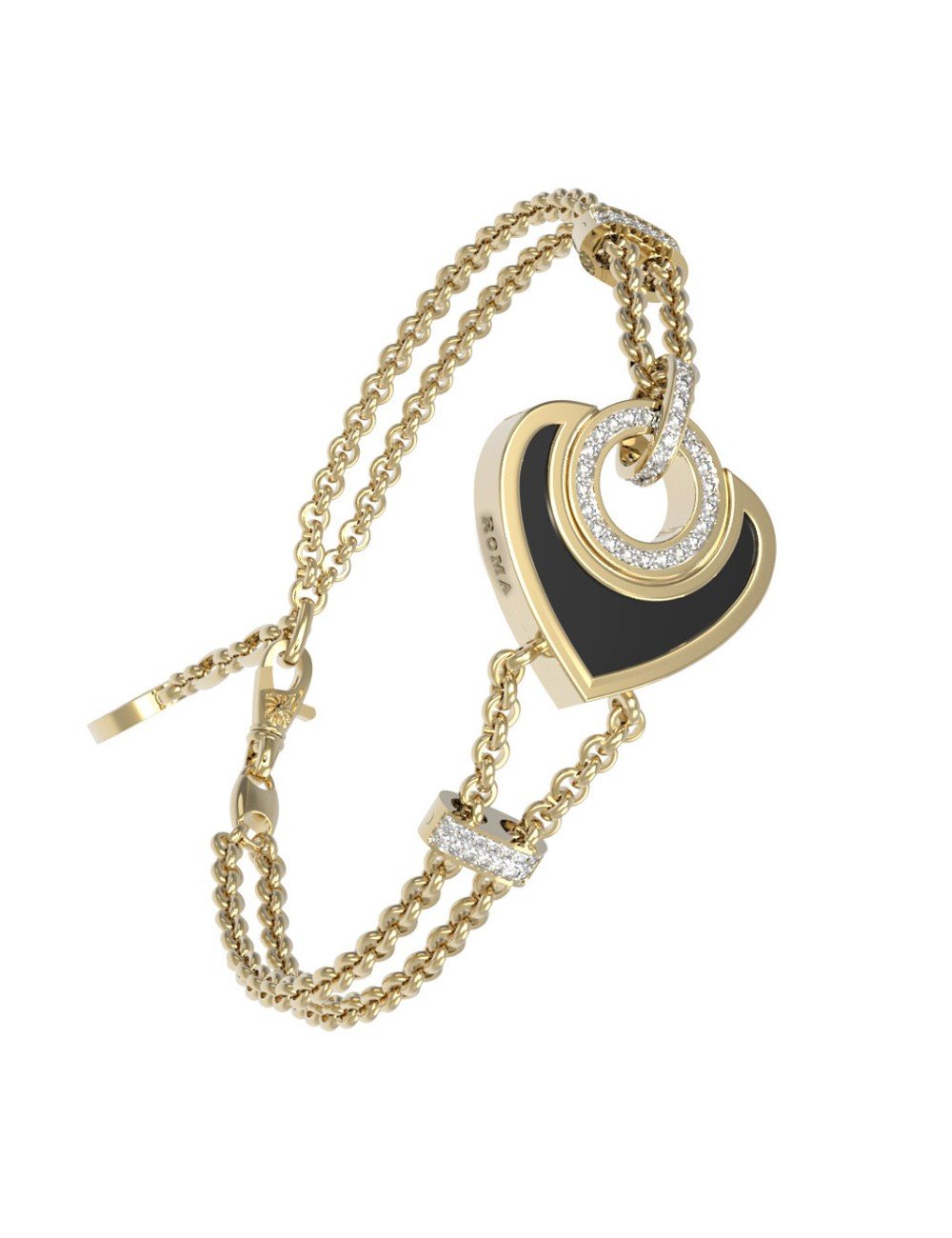 Браслет из лимонного золота c бриллиантами, ониксом и перламутром