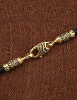 Гайтан из лимонного золота c кожаным шнурком