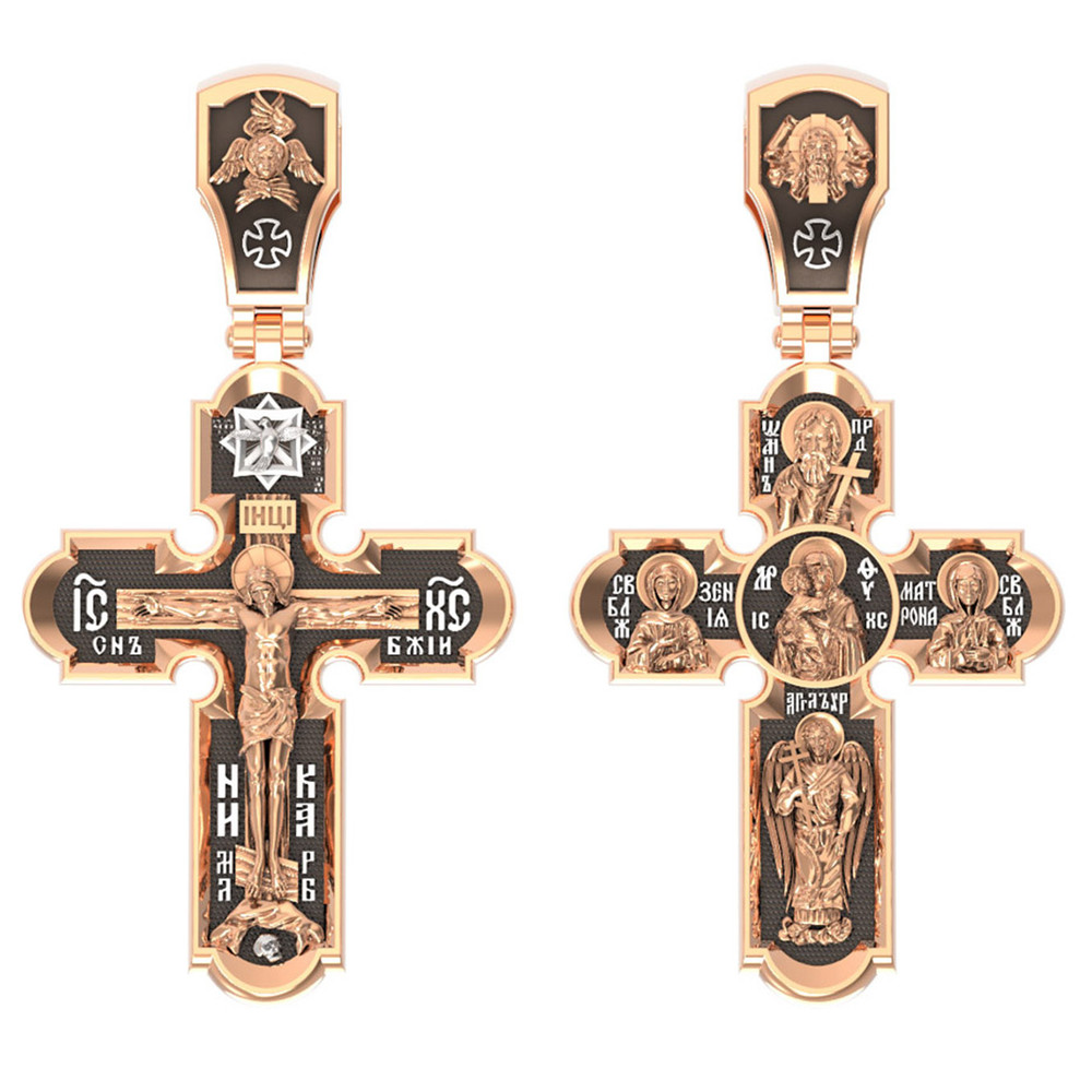 Крест из красного золота 585 пробы