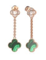 Серьги из золота c малахитом и перламутром