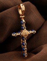 Крест из золота c лазуритом