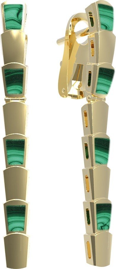 Серьги из лимонного золота c малахитом