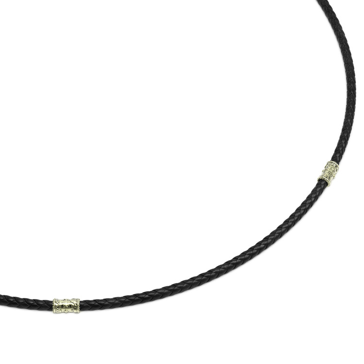 Цепь-шнурок кожа из зелёного золота 585 пробы c кожаным шнурком