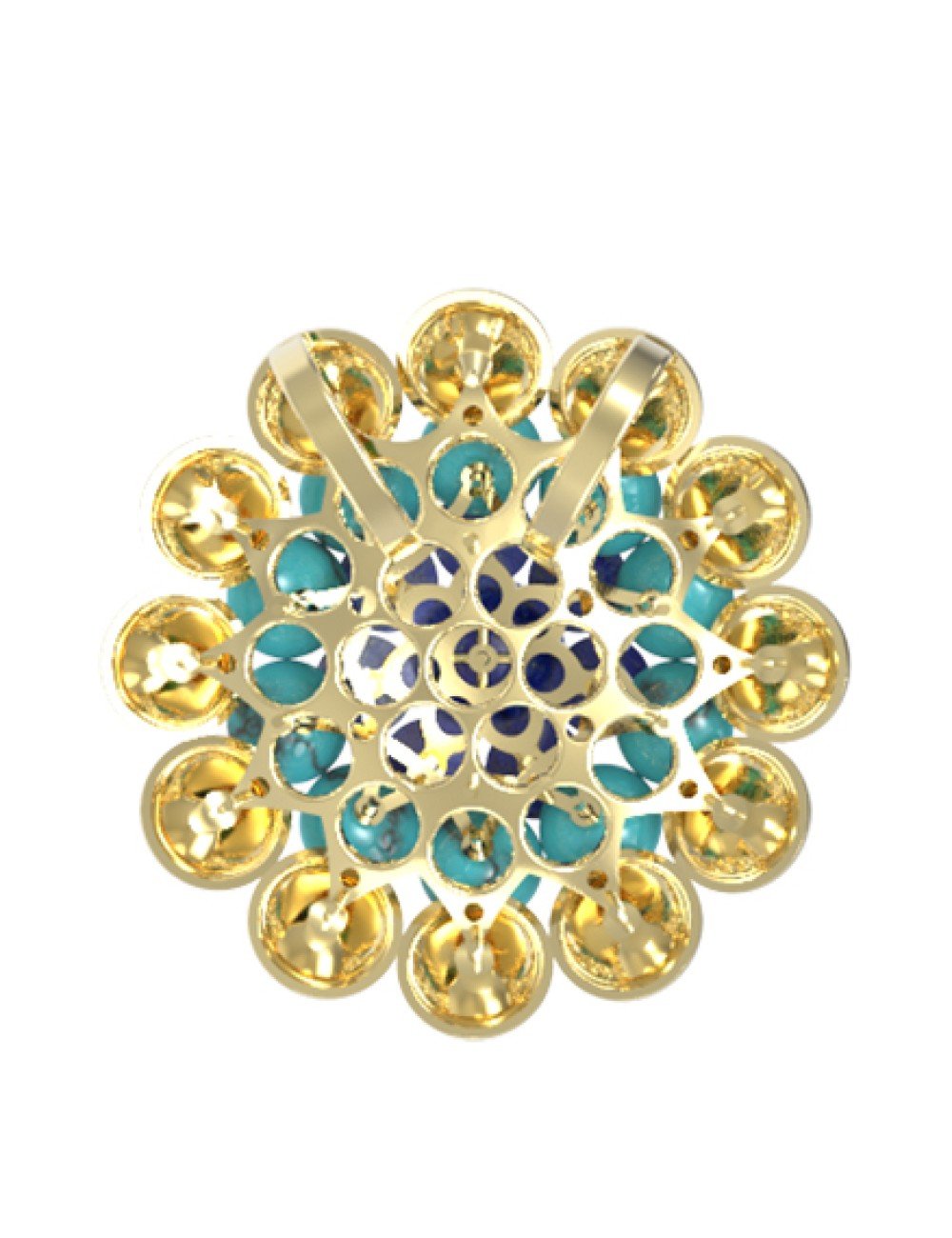 Подвеска из лимонного золота c бирюзой и лазуритом