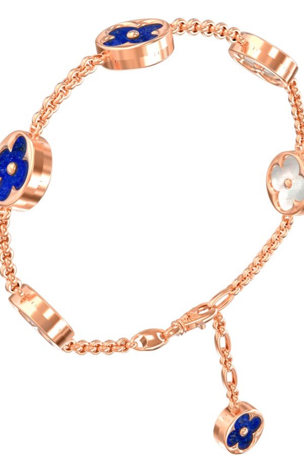 Браслет из золота c лазуритом и перламутром