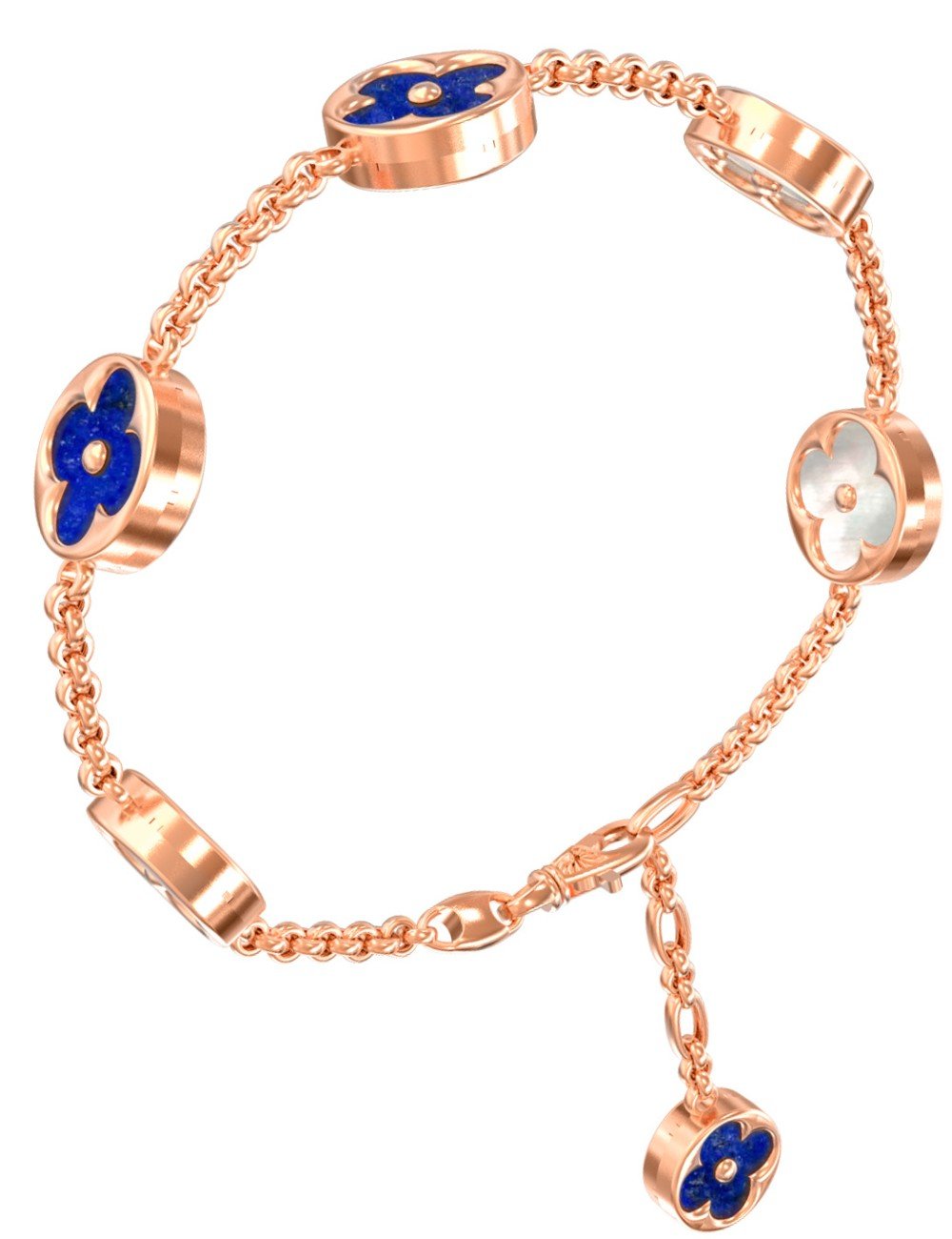 Браслет из золота c лазуритом и перламутром