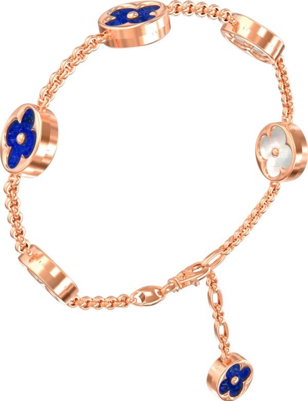 Браслет из золота c лазуритом и перламутром